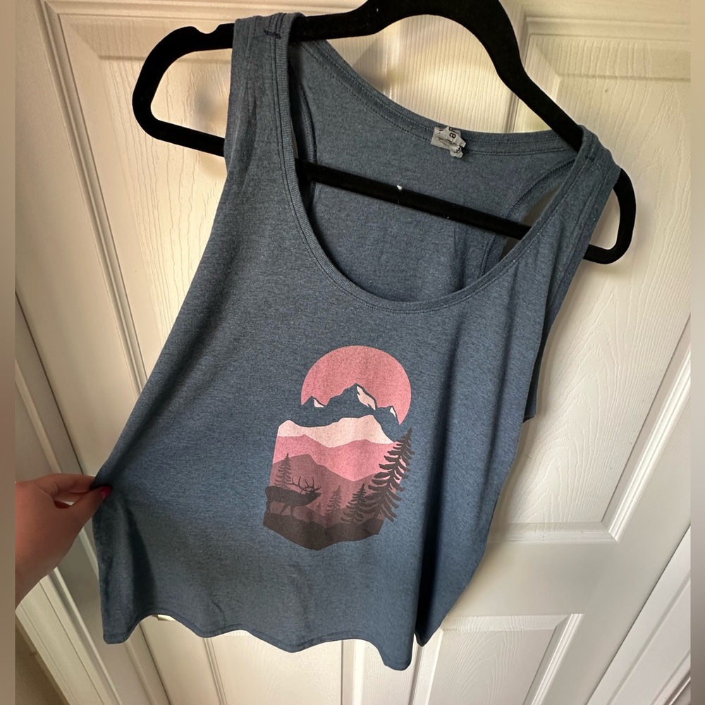 Blue Graphic Tank Top